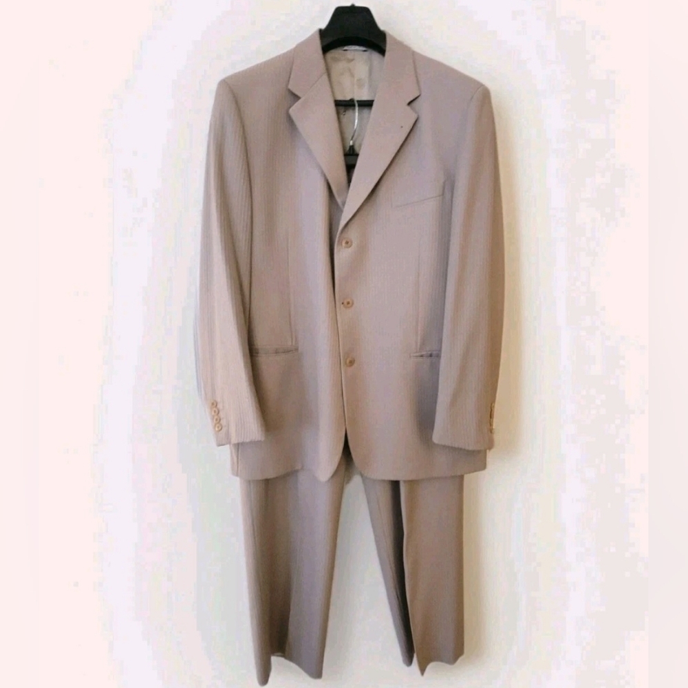 GIANNI VERSACE Men's Classic Tan 2-Pc Suit Blazer 46 & Trousers 36/32